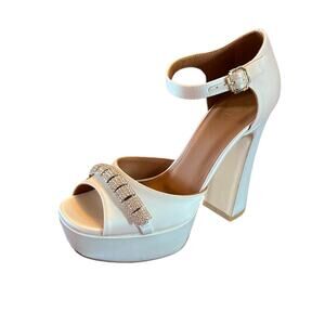 Malone Souliers Yurkia Crystal Platform Sandals Block Heel Open Toe NEW EU 35